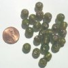 25 8mm Round Olive with Gold Foil